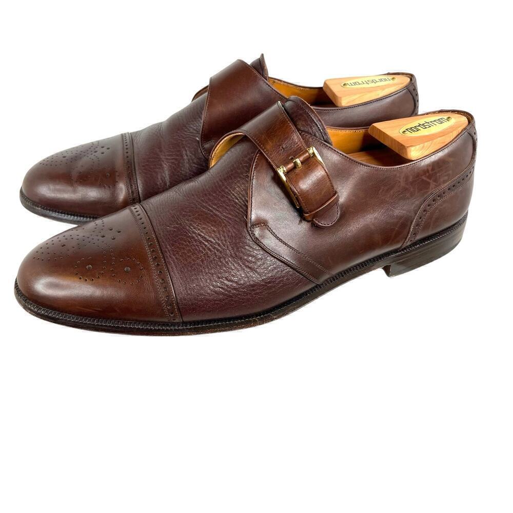 MEZLAN ATHENS Brown Leather Oxford Monk Strap Dress Shoes Men's 10.5 M - Picture 3 of 13